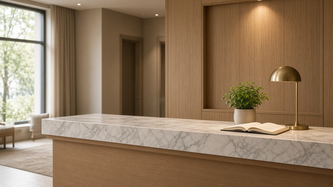 Hotel reception desk, international travel